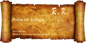 Roheim Kinga névjegykártya
